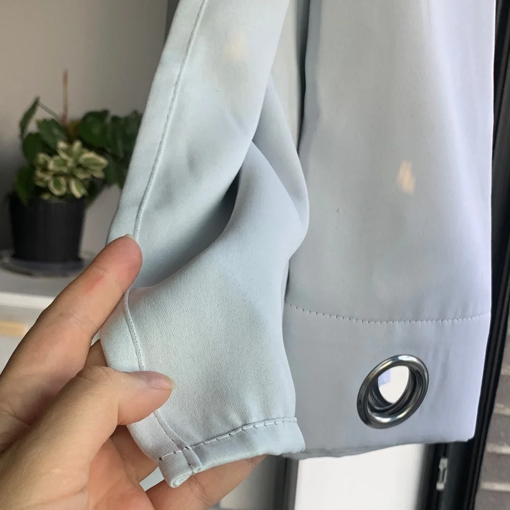 2pcs Light Gray Grommet Curtain Panel big Silver Rings